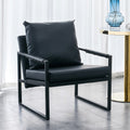 Black PU Leather Accent Arm Chair with Metal Frame T8285