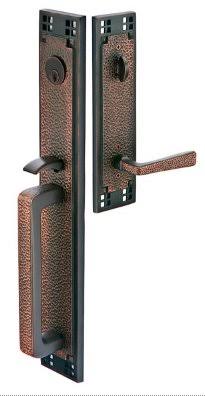 Oil Rubbed Bronze Full Length Tubular Entry Handleset Hammered Lever A5712