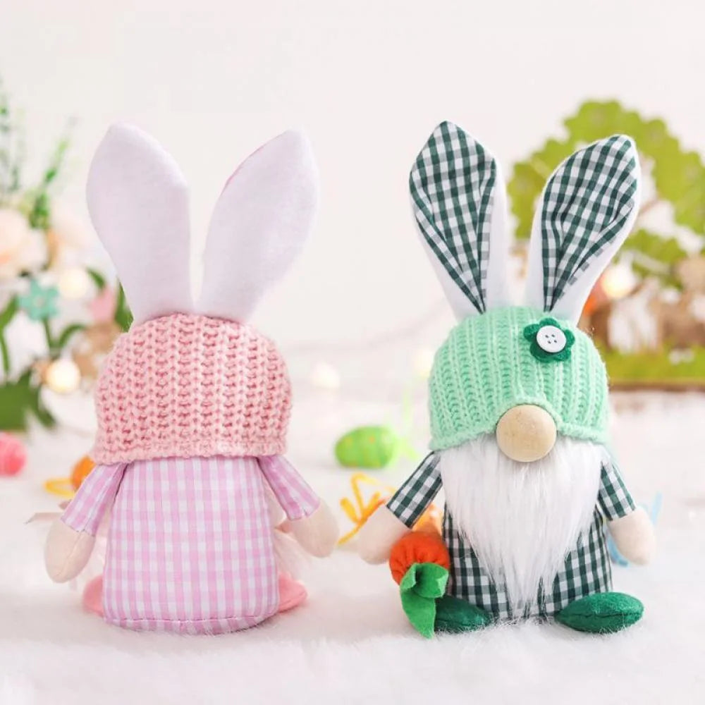 1/2 Pcs Plush Easter Bunny Handmade Swedish Tomte Elf Stuffed Doll Rabbit Ornaments L40186