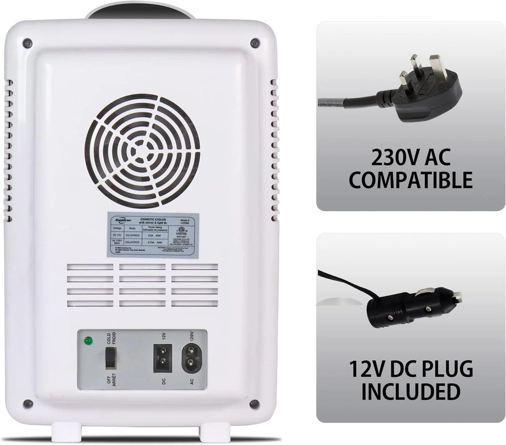 Mirrored LED Cooler/Mini Fridge, 6 Liters F9318
