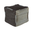 Black-Gray and Slate Solid Woven Square Pouf Ottoman Q957427