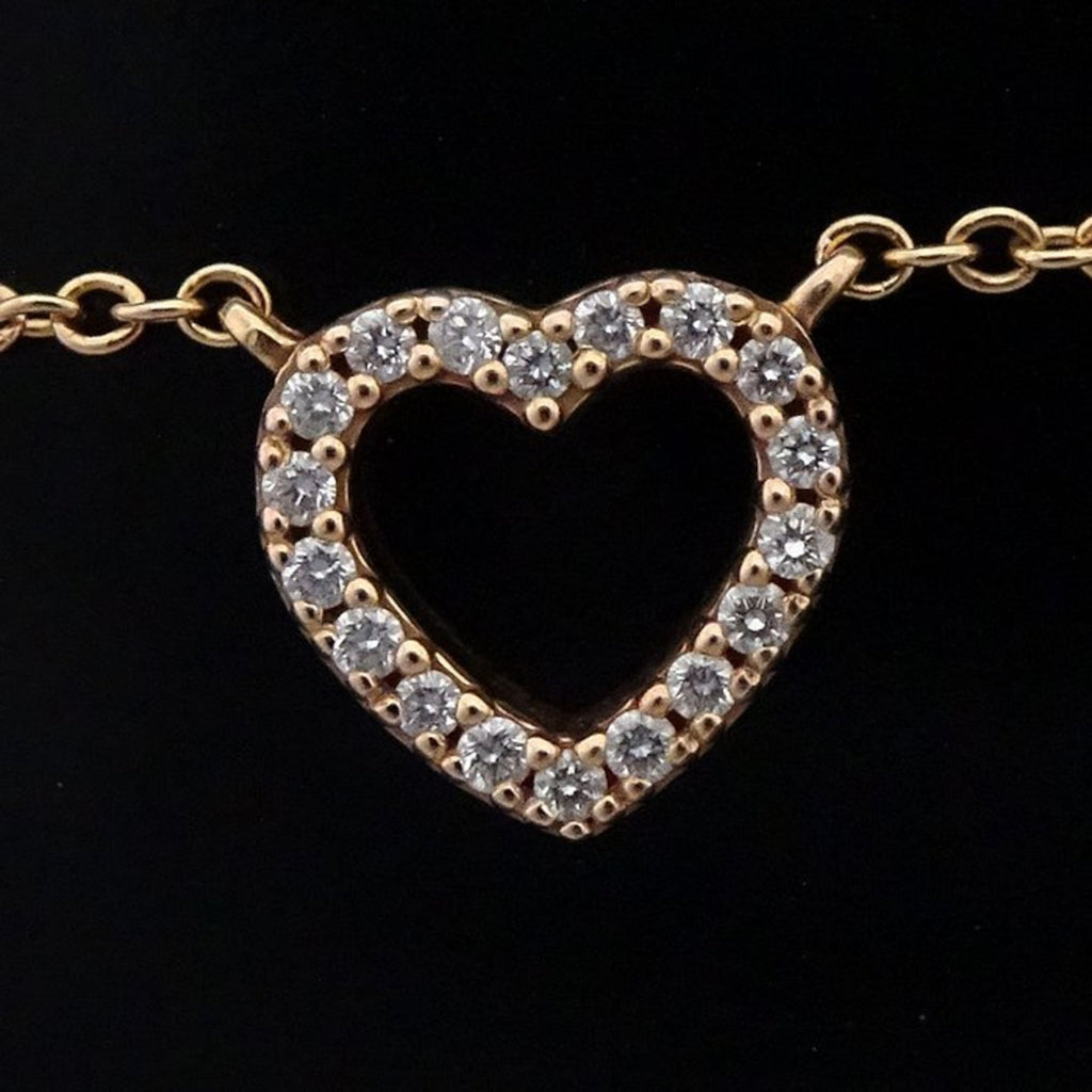 Tiffany Metro Heart Necklace Diamond Pink Gold Rose S299833