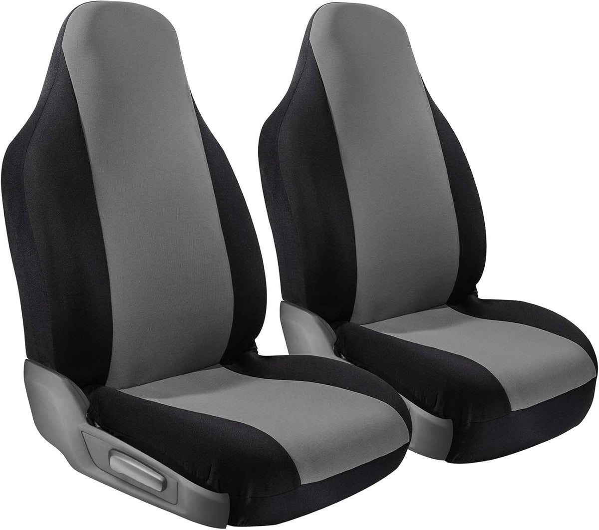 2 pc Set Poly Cloth Black Red Gray Car Seat Cover H2891