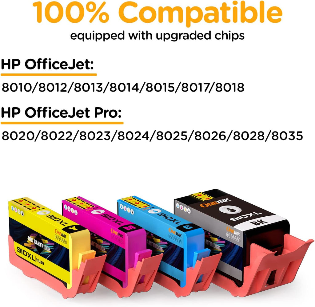 4Packs Ink Cartridges for HP Officejet Pro Printers (BK/C/M/Y) J198