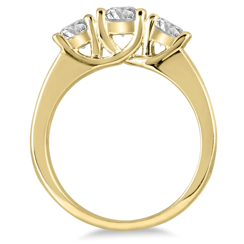 14K Yellow Gold Diamond Three Stone Ring E2790