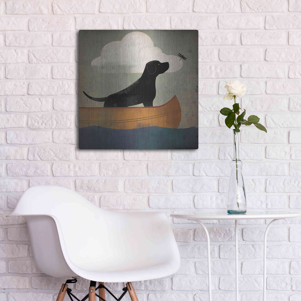 Black Dog Canoe Ride Metal Wall Art, 24"x24" F462