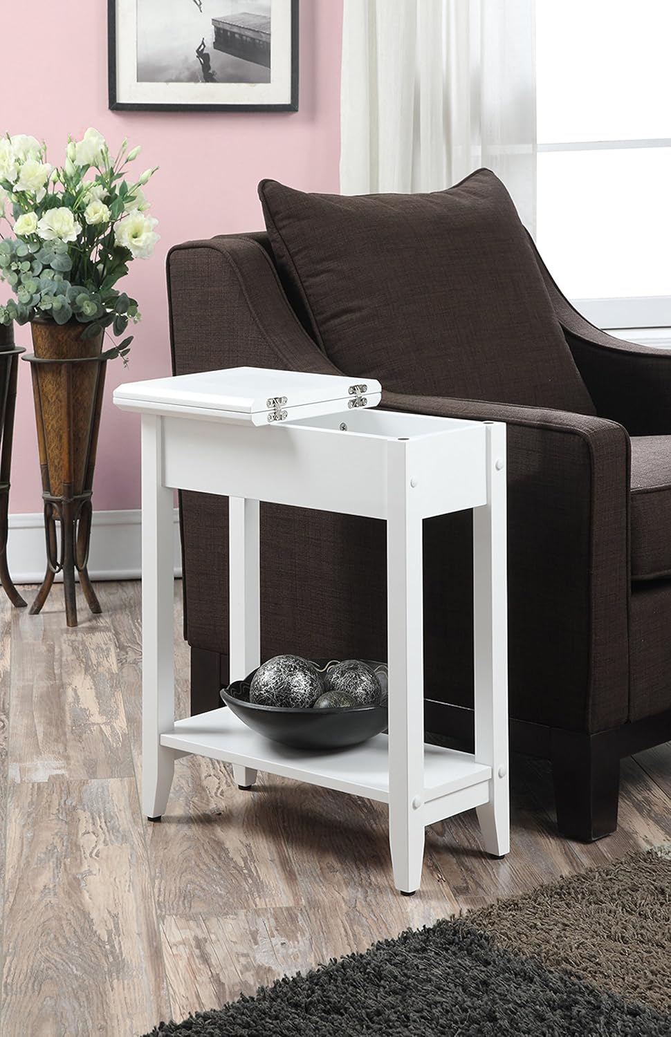 White Flip Top End Table W612283