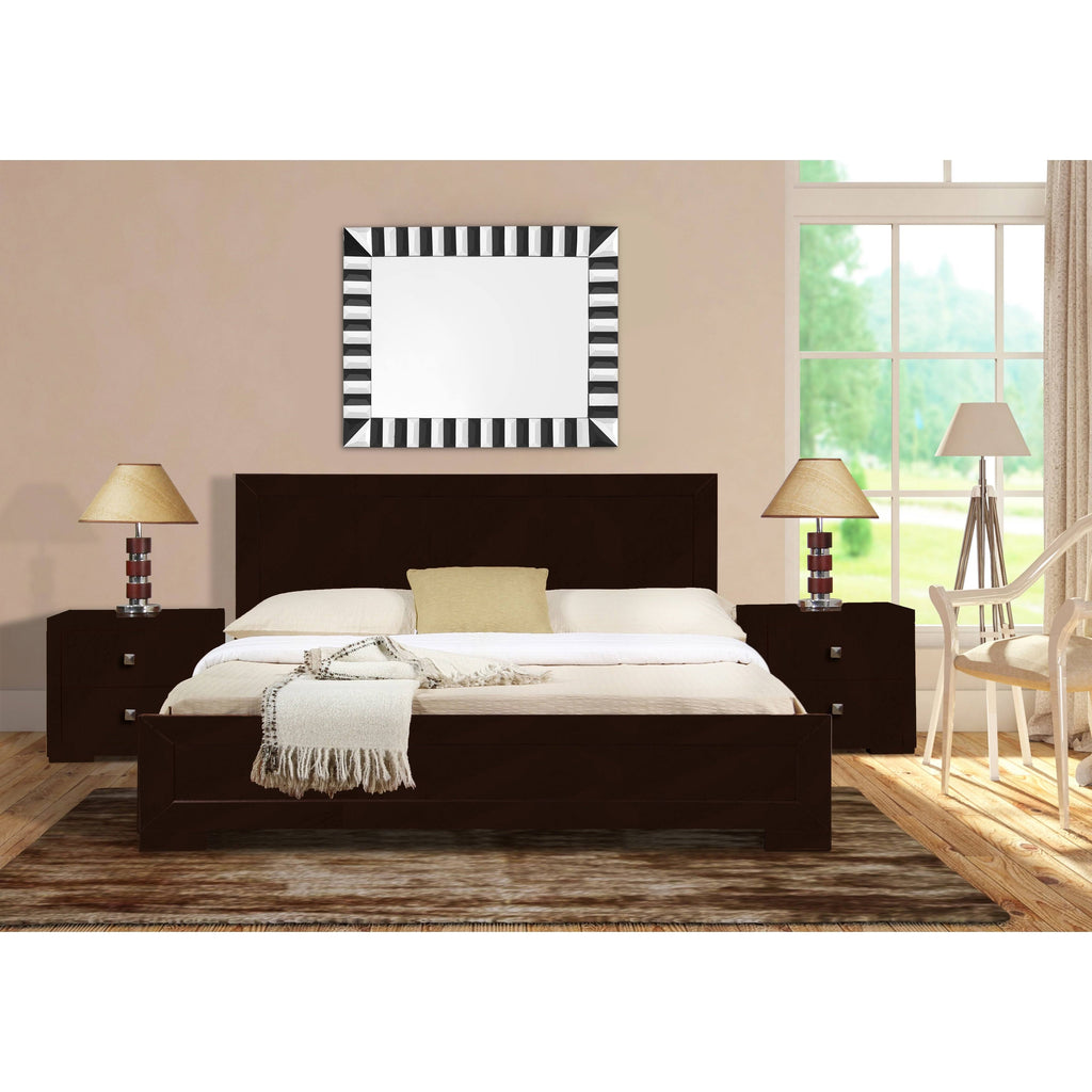 Walnut Wooden King Platform Bed P9681