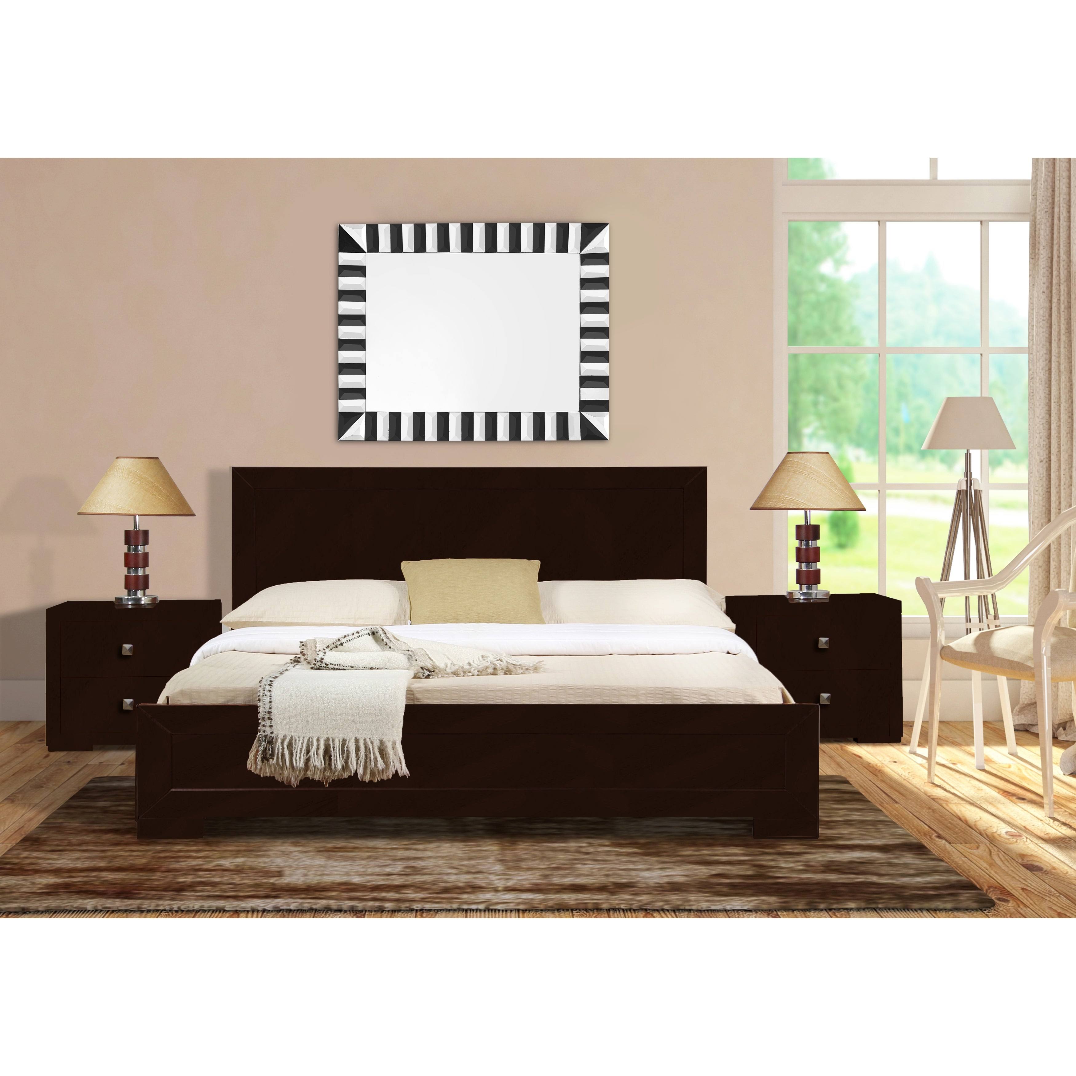 Walnut Wooden King Platform Bed P9681