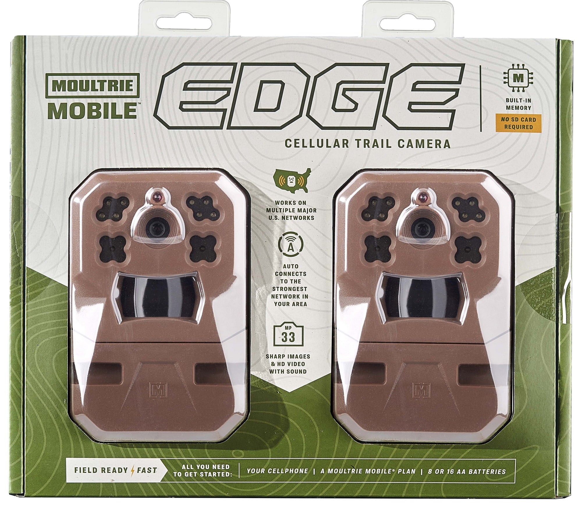 33MP Cellular Trail Camera with Built-in Memory (2-Pack) G244287