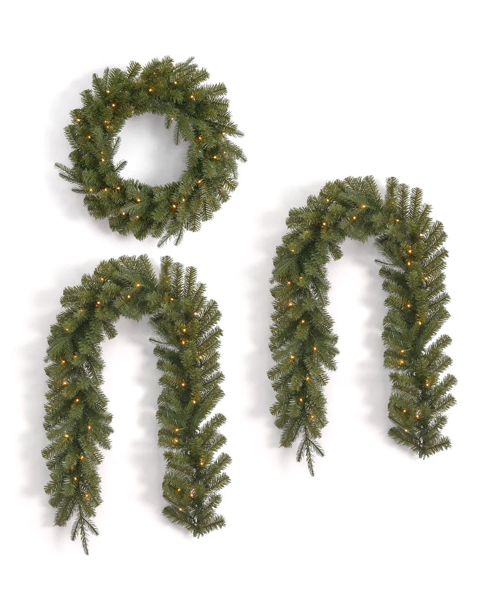 3-Piece Pre-Lit Door Kit with Wreath and Garlands O937