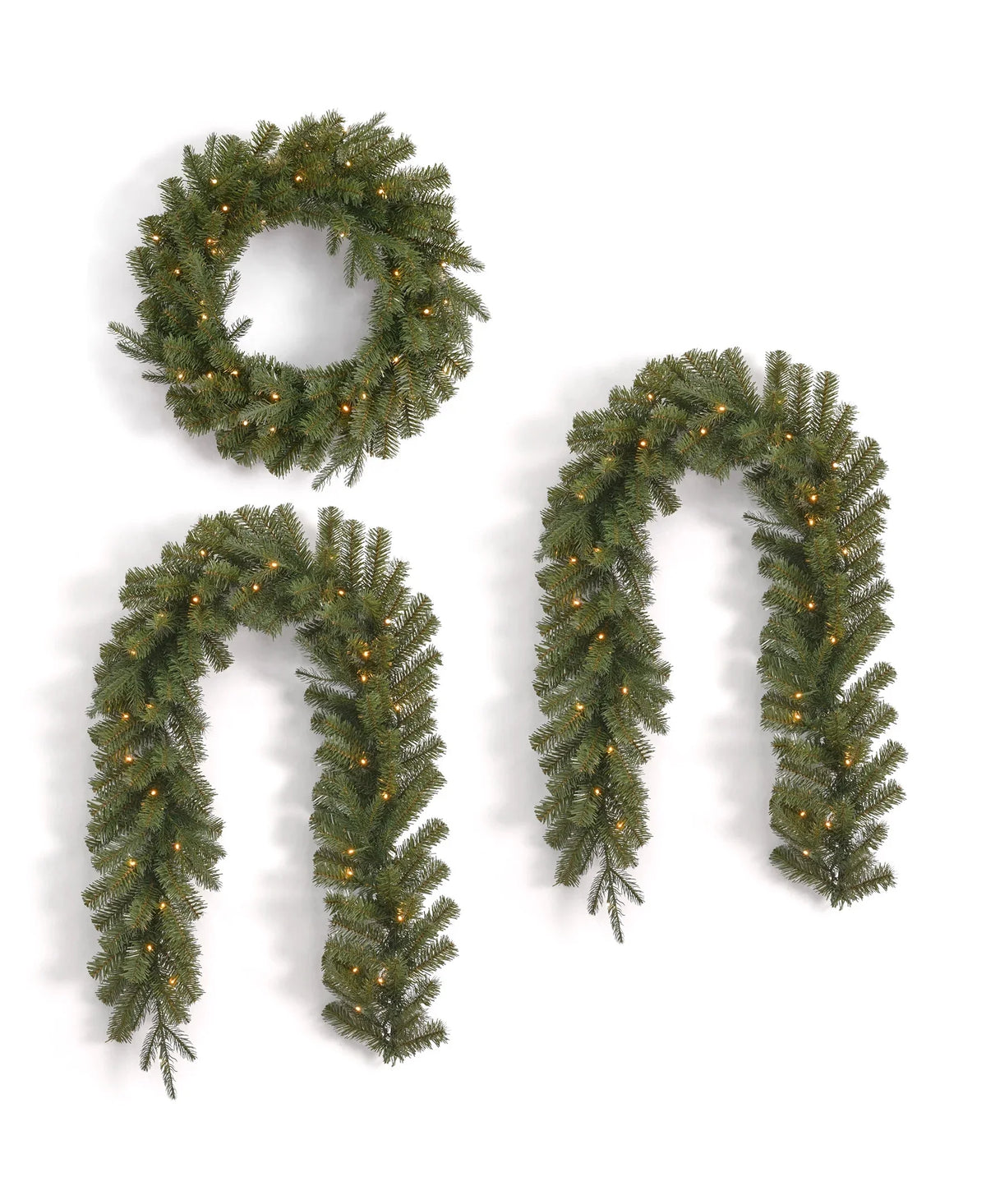 3-Piece Pre-Lit Door Kit with Wreath and Garlands O937