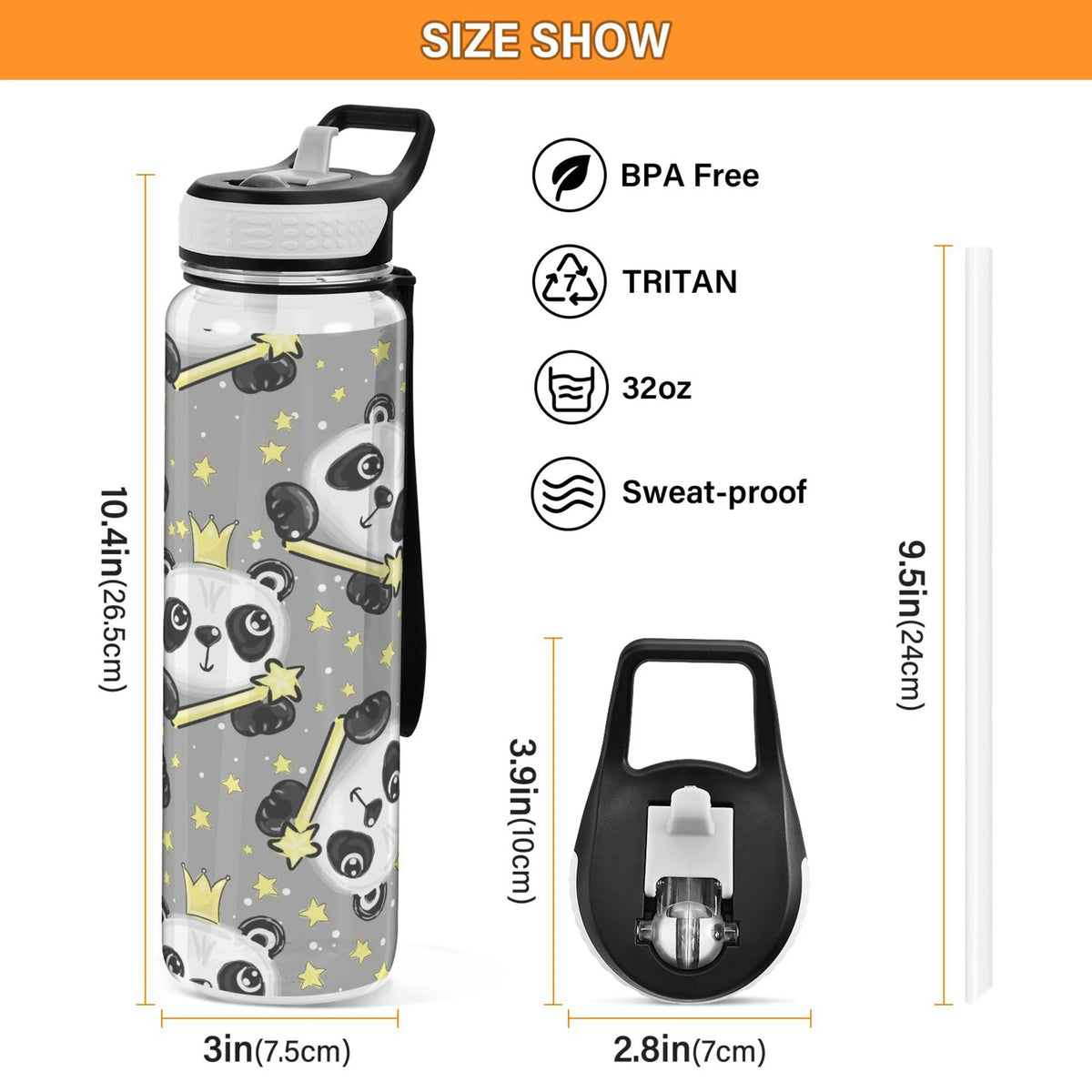 32oz Tritan Water Bottle with Straw B743693