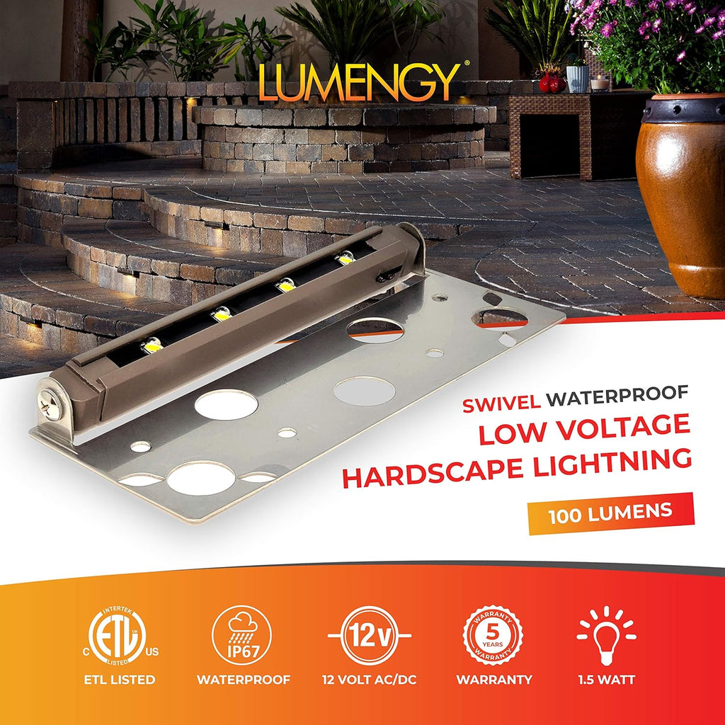 6-Pack 7 Inch 1.5W LED Hardscape Lights, IP-67 Waterproof, 12V, 2700K H601761