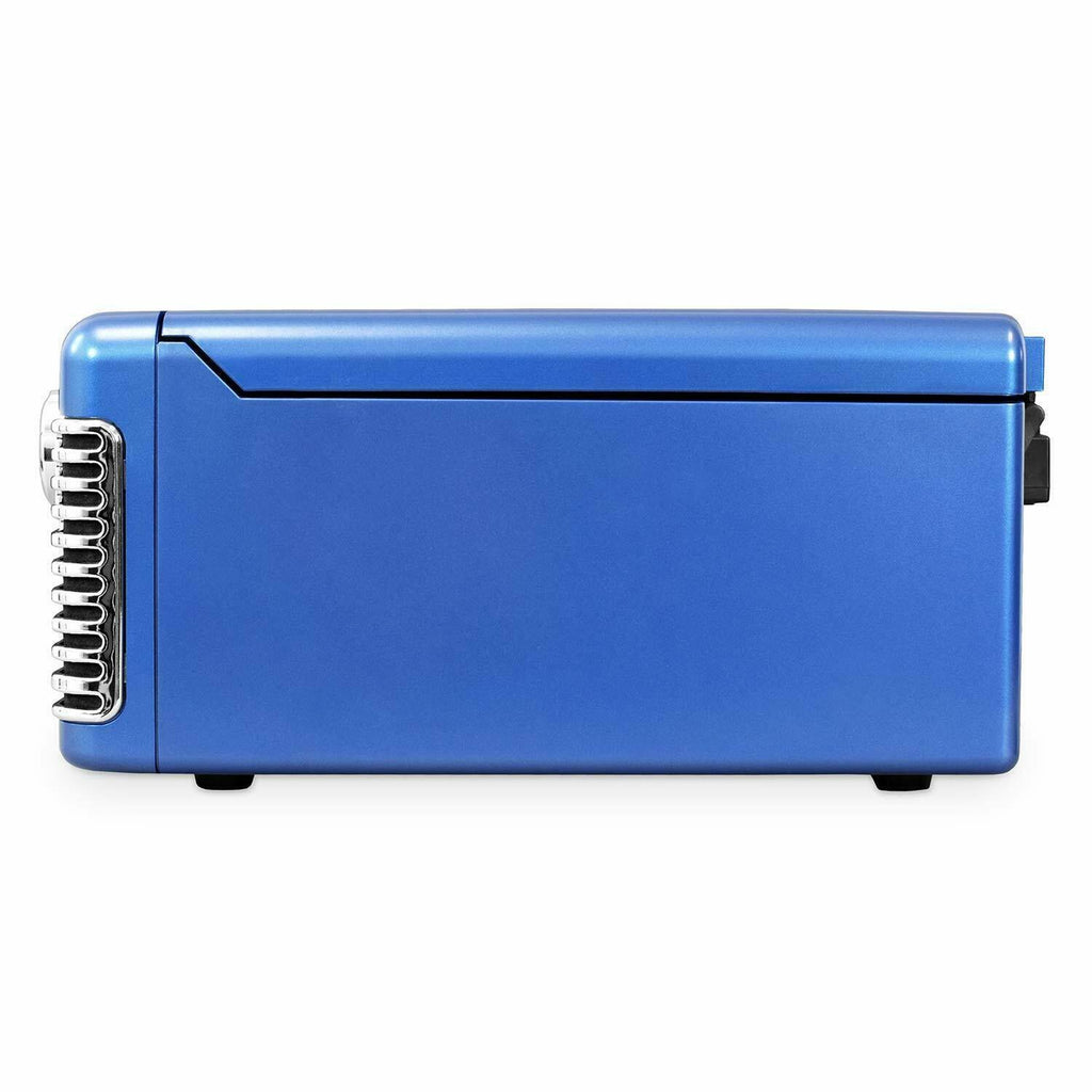 Blue 3-Speed Bluetooth Turntable with CD Player and Speakers C409