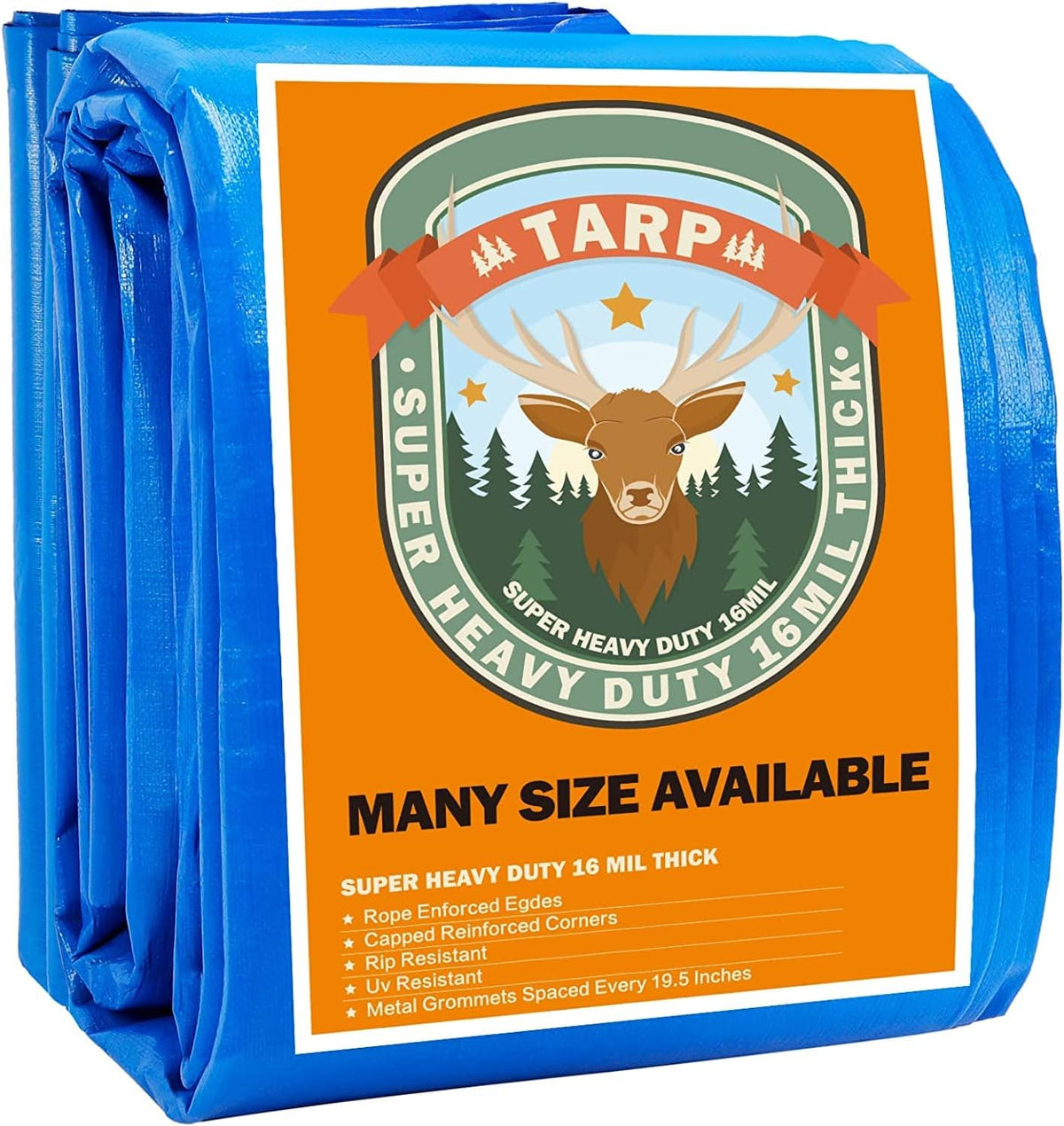 Blue Heavy Duty Waterproof 25x25 Tarpaulin with Metal Grommets D255787
