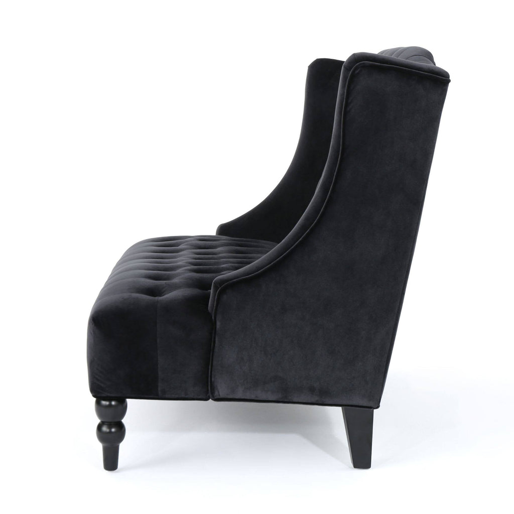 Black and Brown Tufted High Back Loveseat H54894