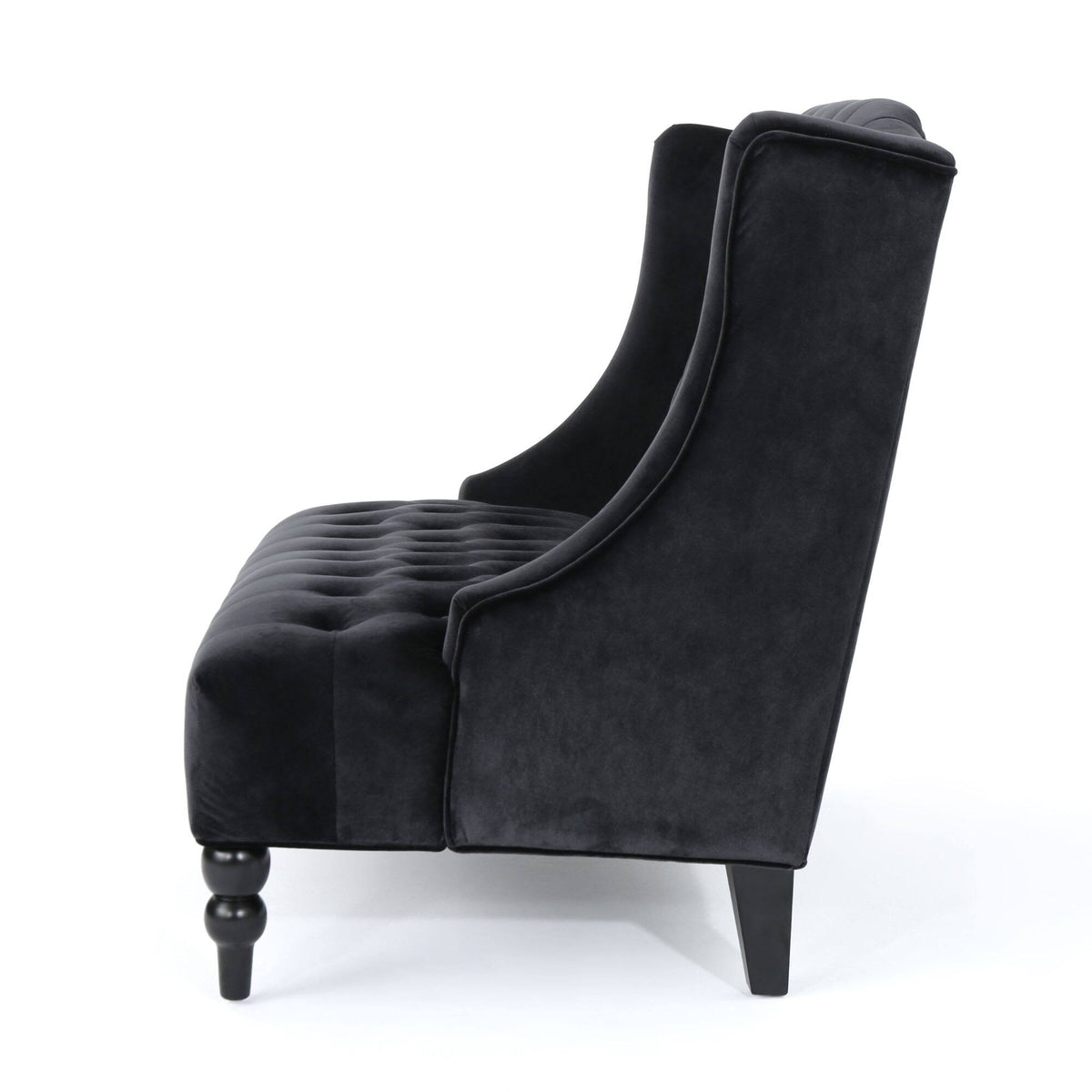Black and Brown Tufted High Back Loveseat H54894