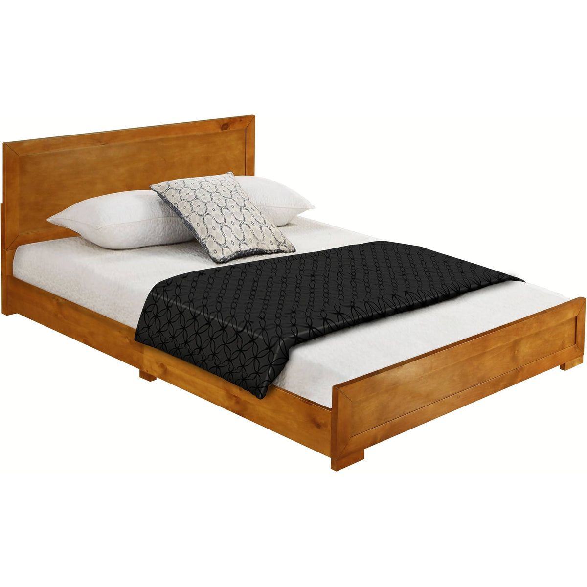 Walnut Wooden King Platform Bed P9681