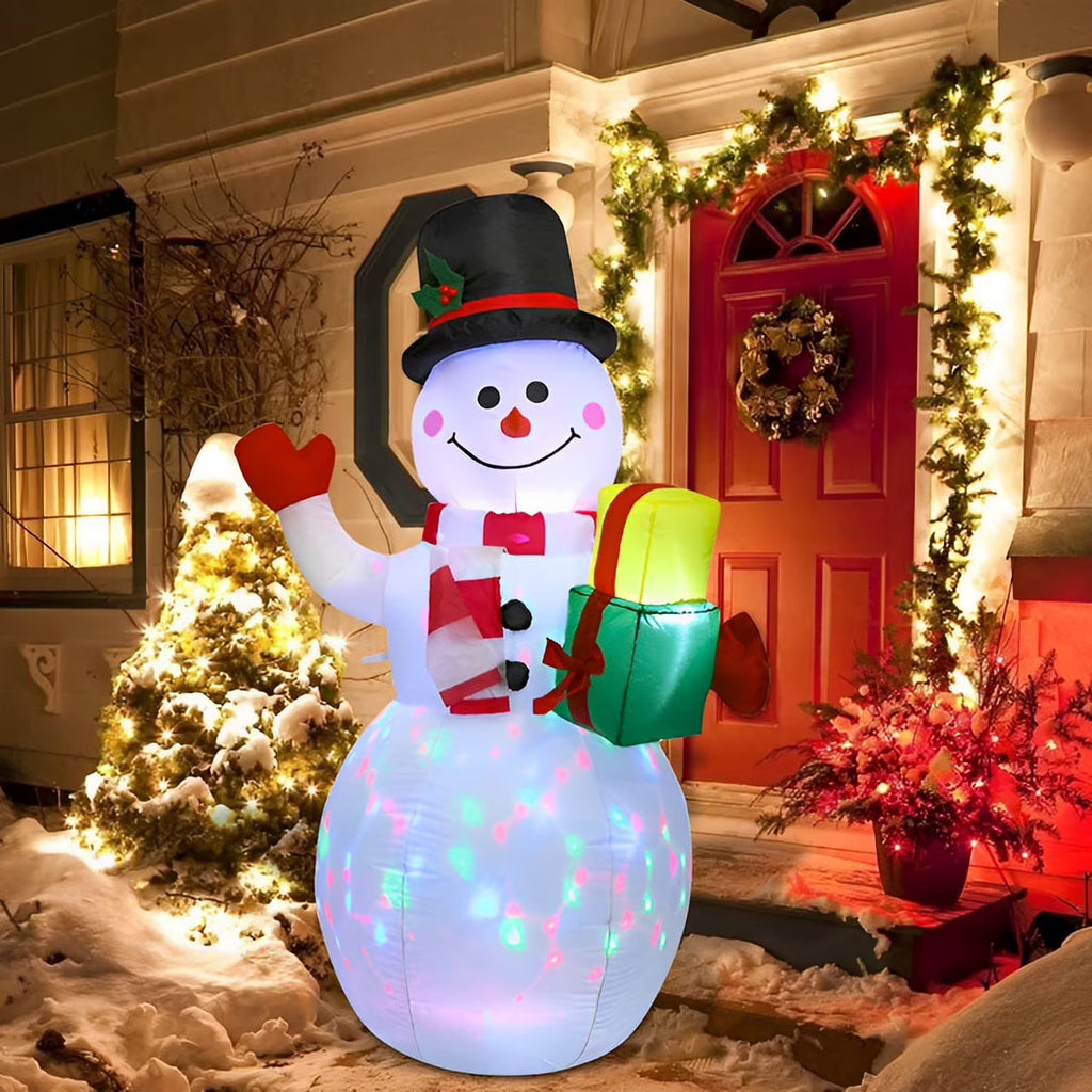 Snowman Christmas Inflatables with Rotating LED Lights J1206