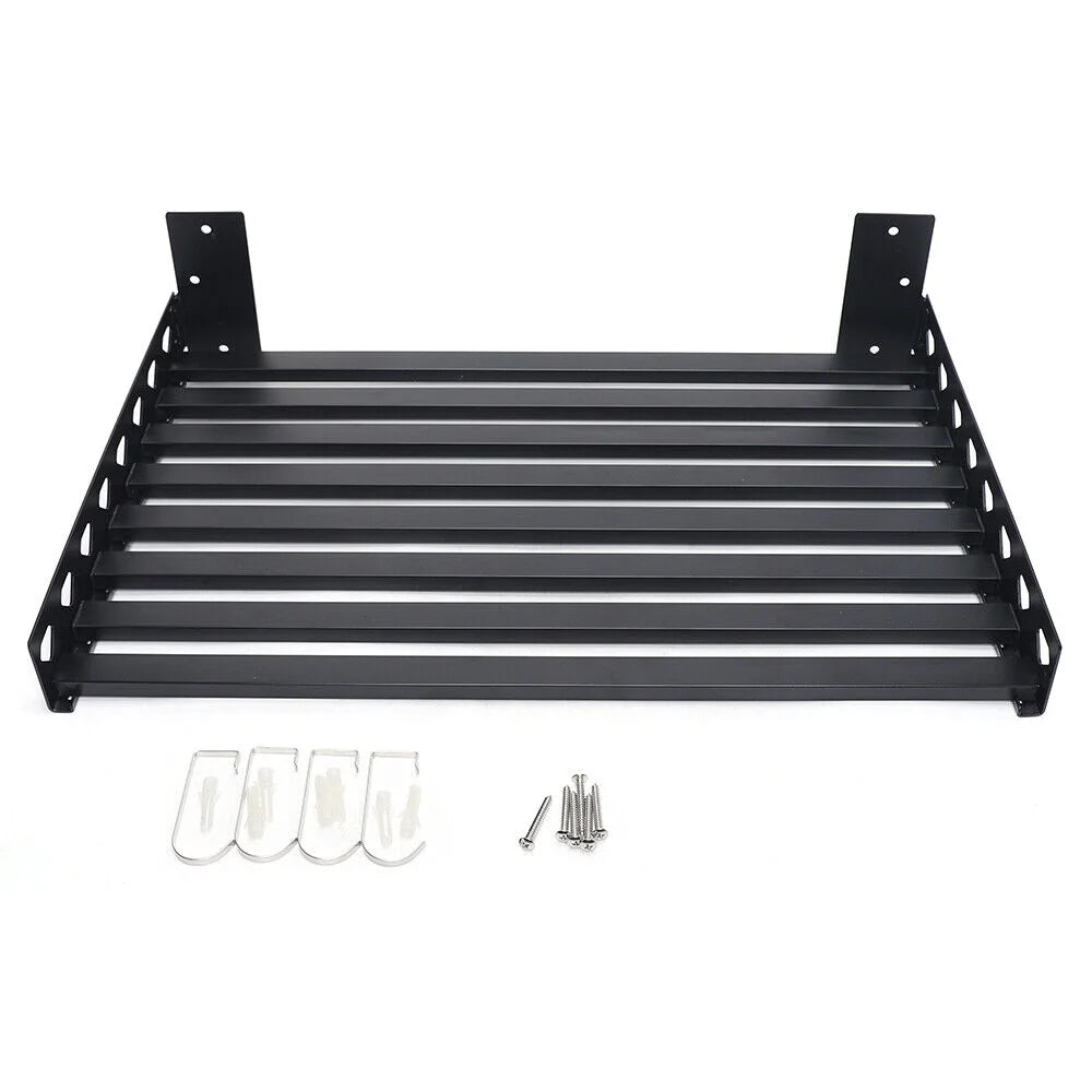 Microwave Oven Wall Mount Shelf Storage Rack with 4 Hooks I31305