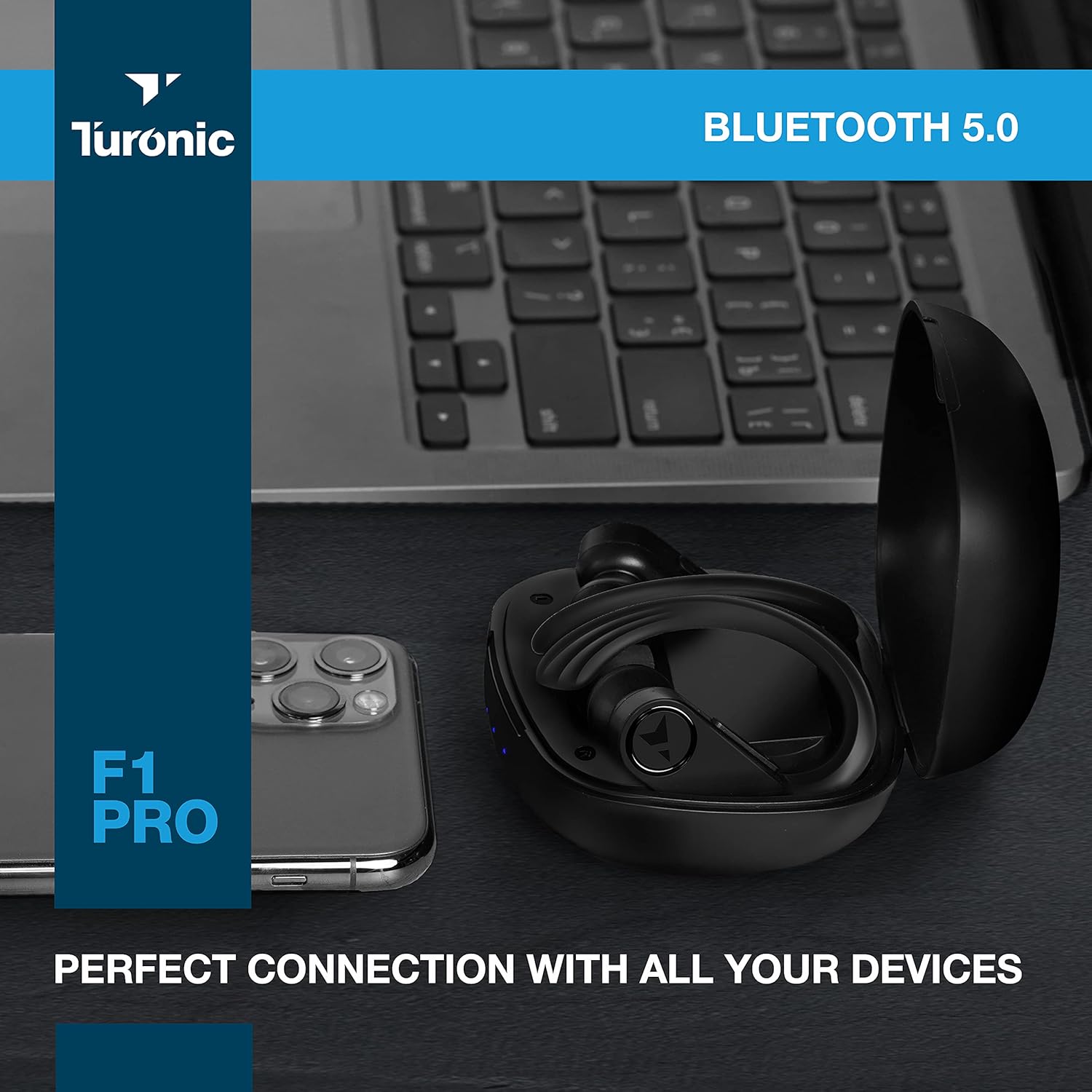 Black Pack of 2 Wireless Earbuds with Charging Case Z153