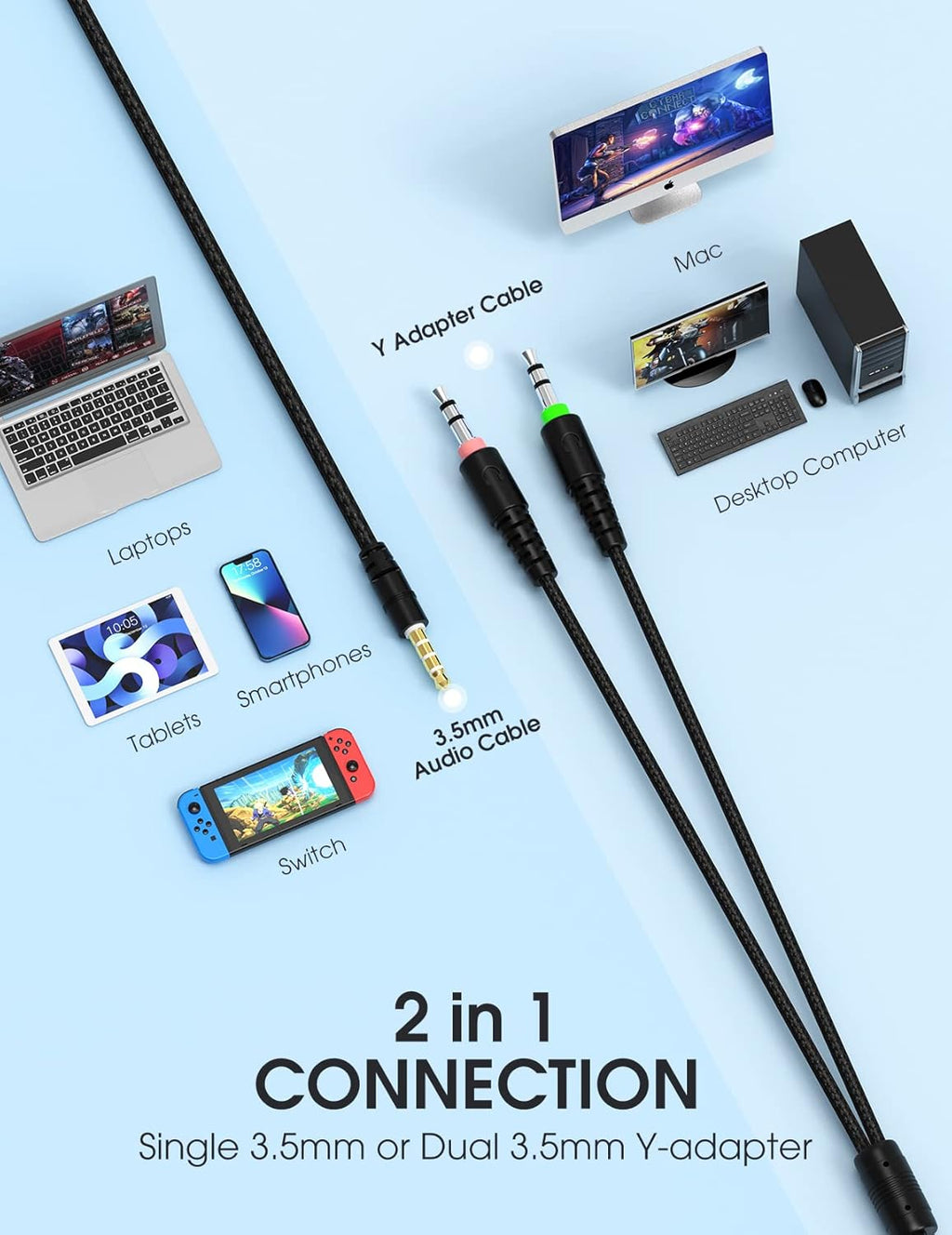 Wired On-Ear Headset with Microphone, 3.5mm Jack, Pack of 2 Z48219