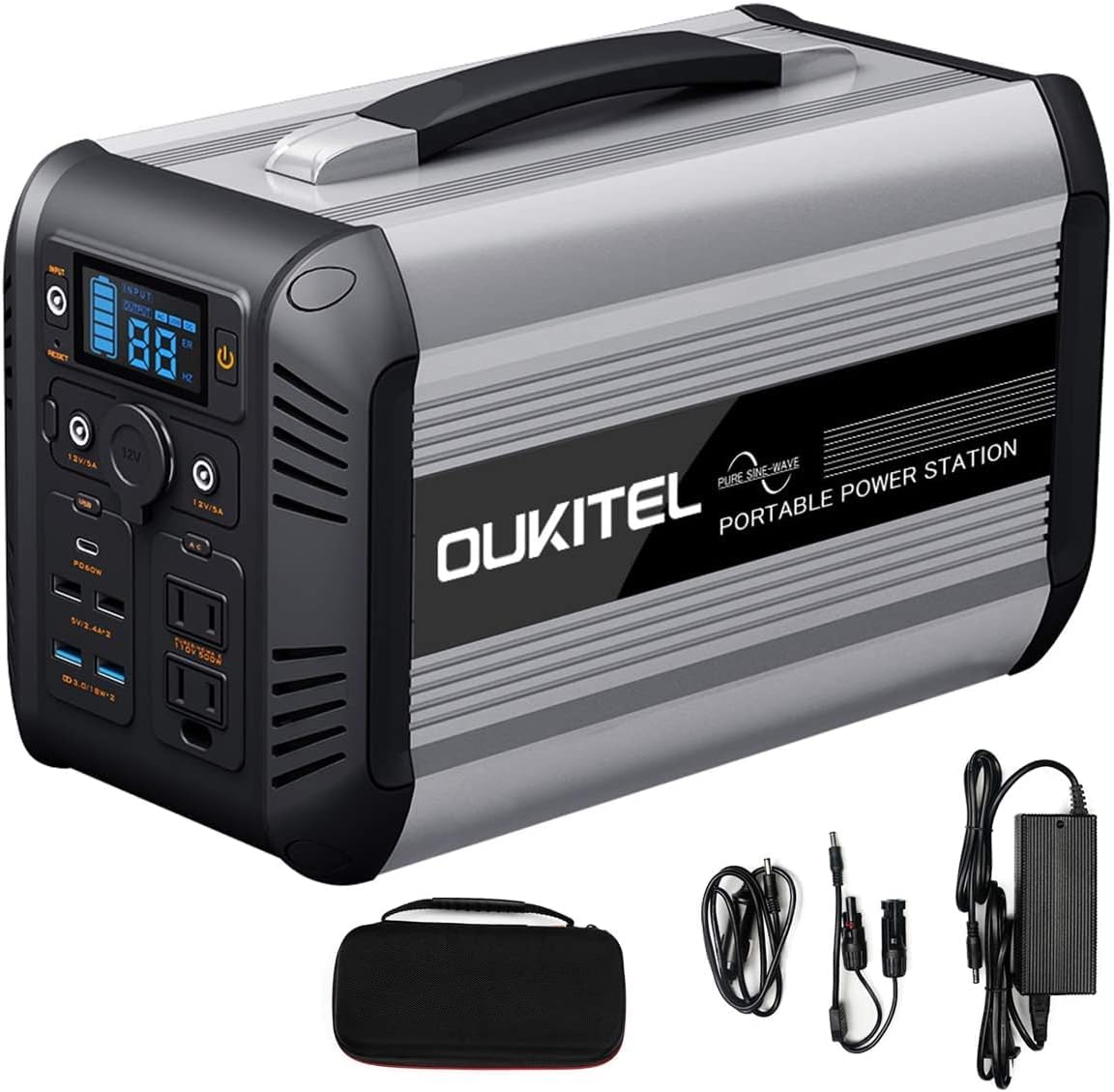 Portable Power Station 500W 614Wh LiFePO4 Battery Pack with Pure Sine Wave AC Outlet G101