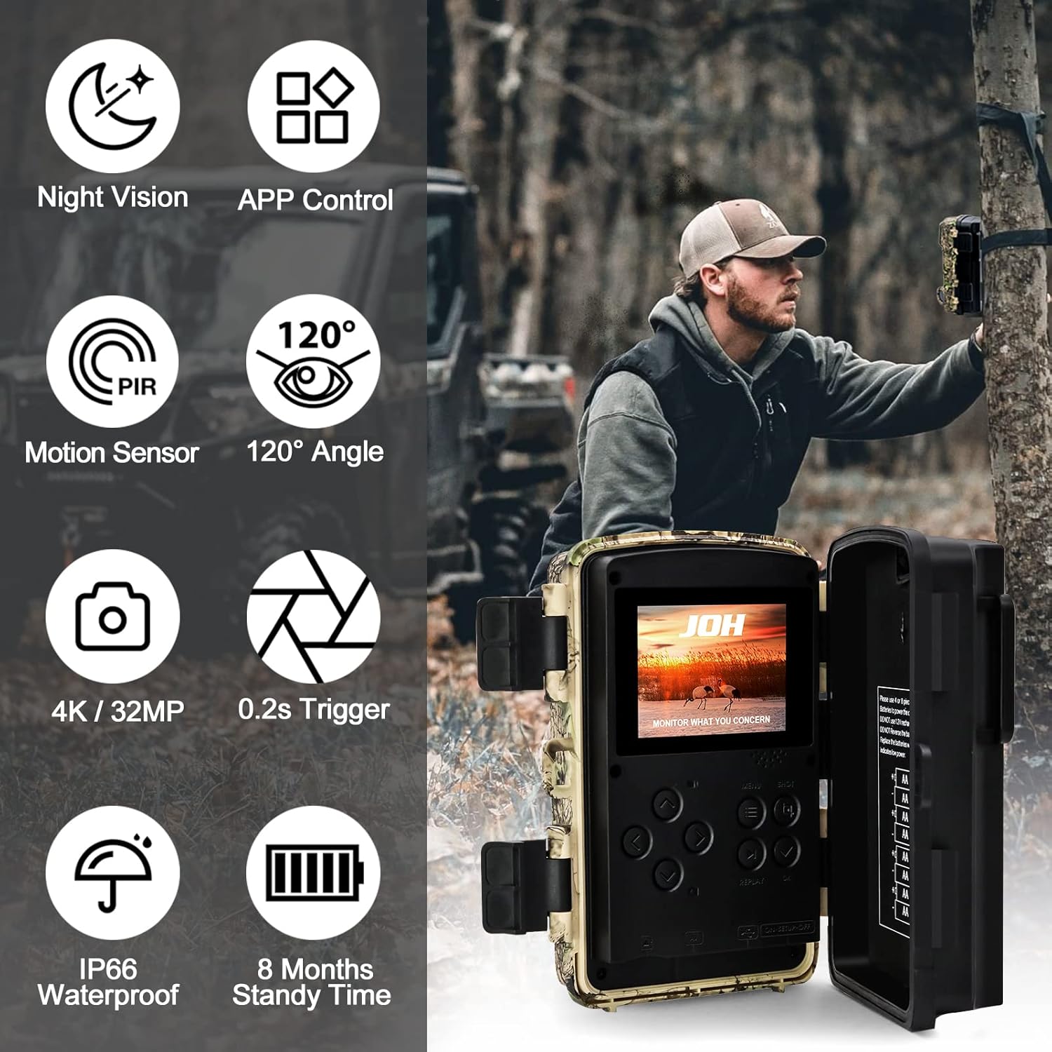 4K 32MP Trail Camera with Low Glow Night Vision N407974