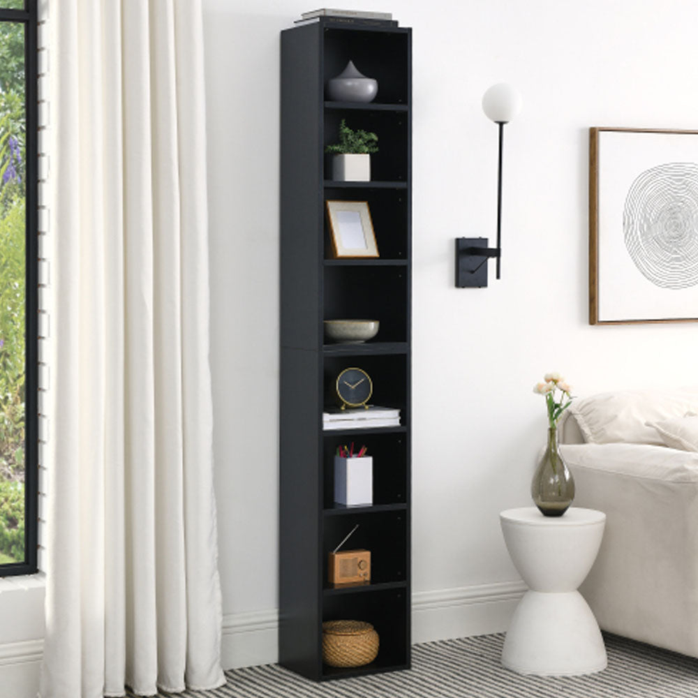 8-Tier Tall Narrow Media Storage Cabinet with Adjustable Shelves Y87965