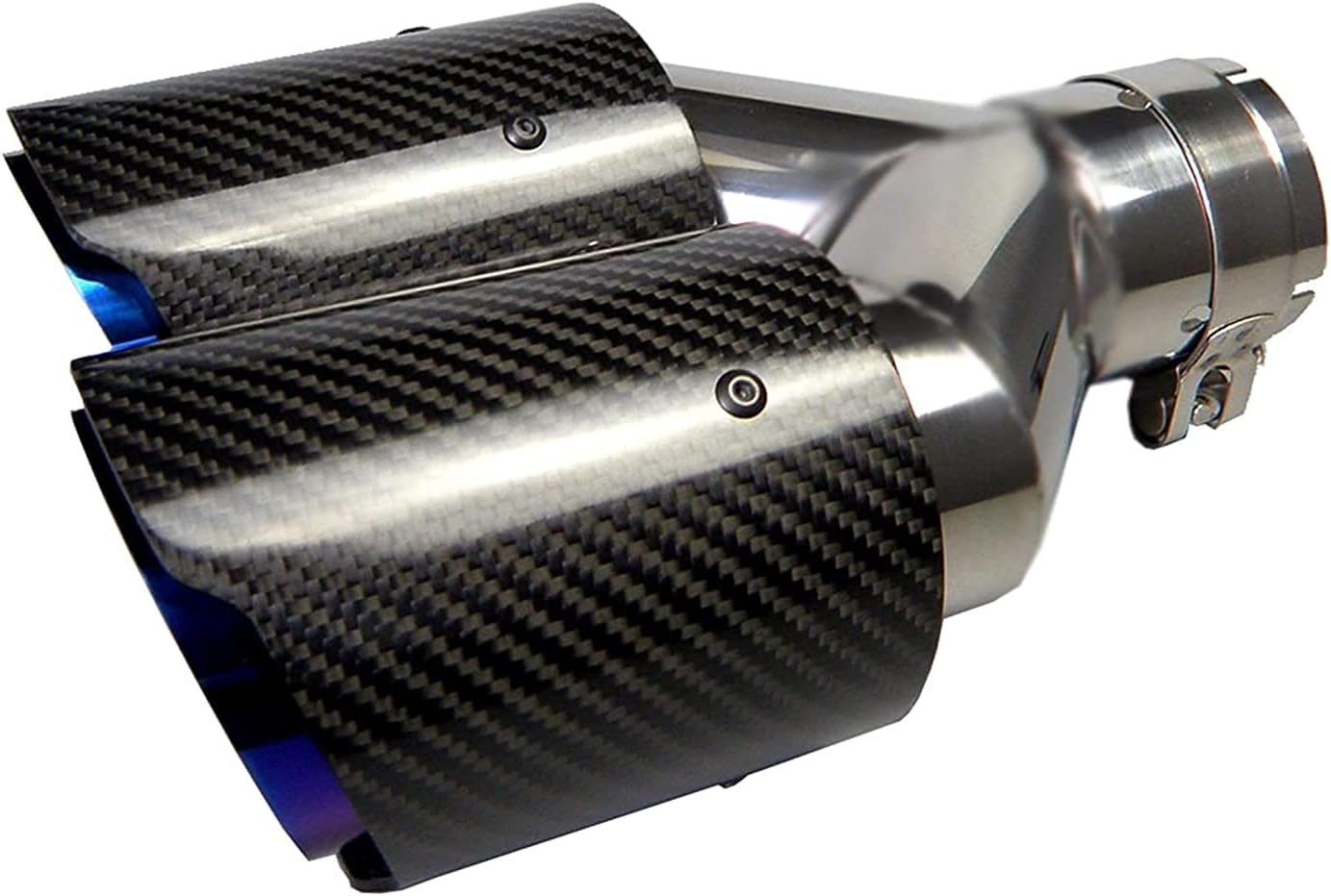 2.5 Inlet 63MM Double Exhaust Tip Carbon Car Tail Tip 3.5 Outlet Glossy Red and Black U755995