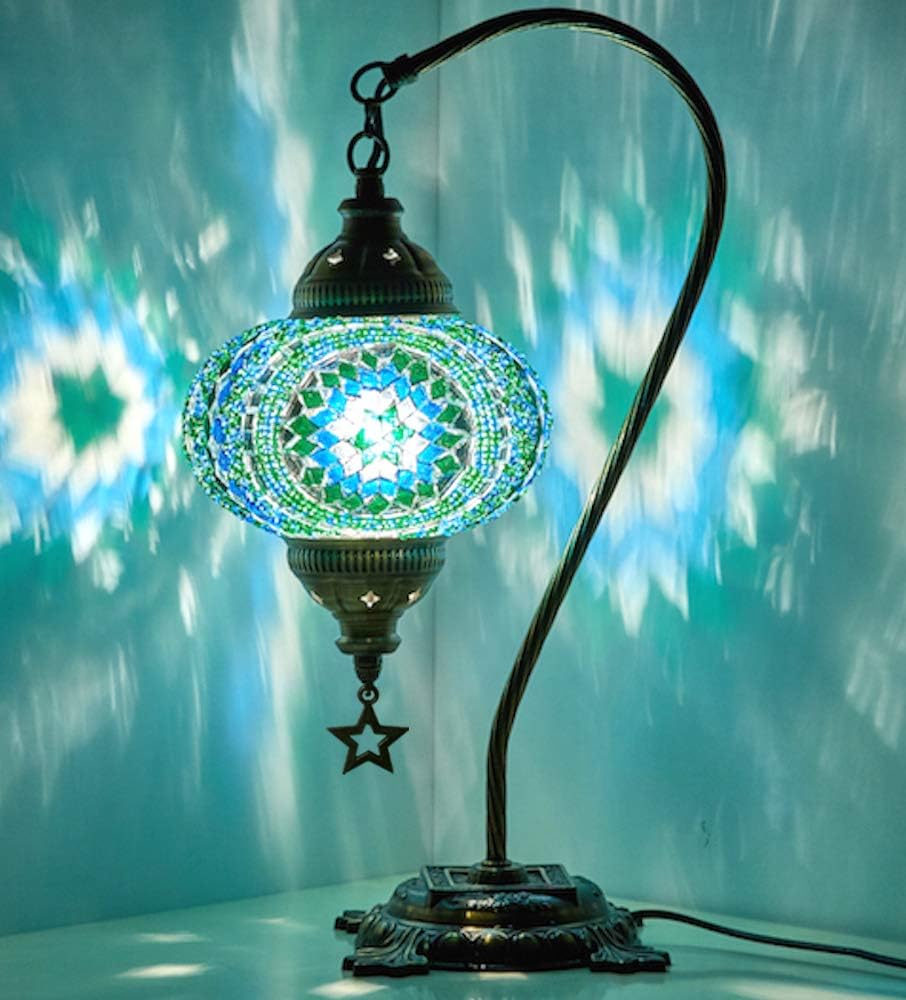 Multicolor Mosaic Gooseneck Table Lamp O244739