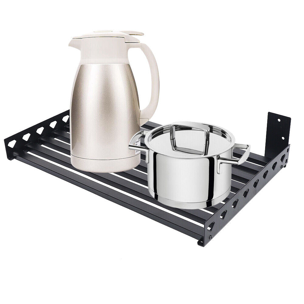 Microwave Oven Wall Mount Shelf Storage Rack with 4 Hooks I31305