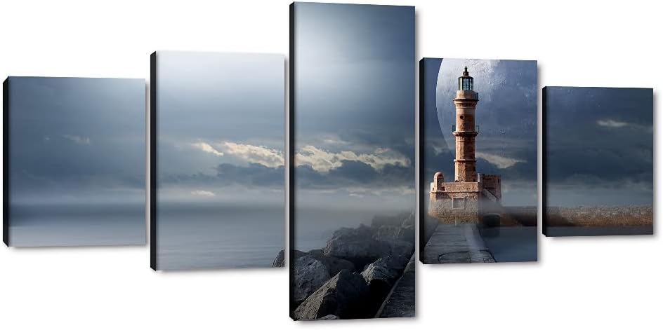 Blue Clear Ocean Seascape Canvas Wall Art with Frame 50''Wx24''H F7088