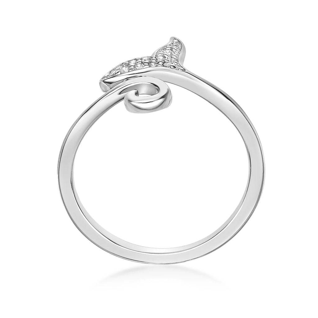 0.04 Carat Natural Diamond Dolphin Tail Open Toe Ring in 925 Sterling Silver V9840