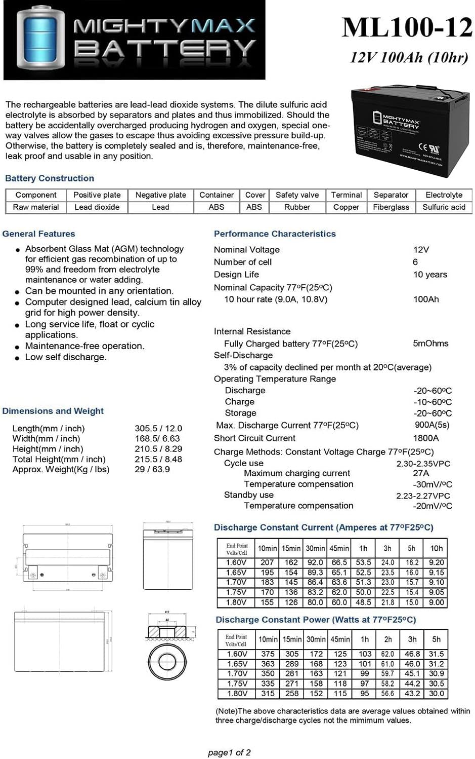 12V 100AH SLA Battery H686