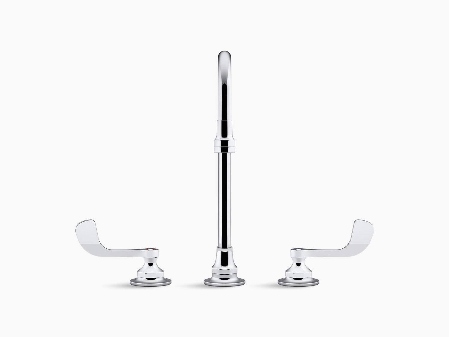 Widespread Bathroom Sink Faucet with Gooseneck Spout and Wristblade Handle M129