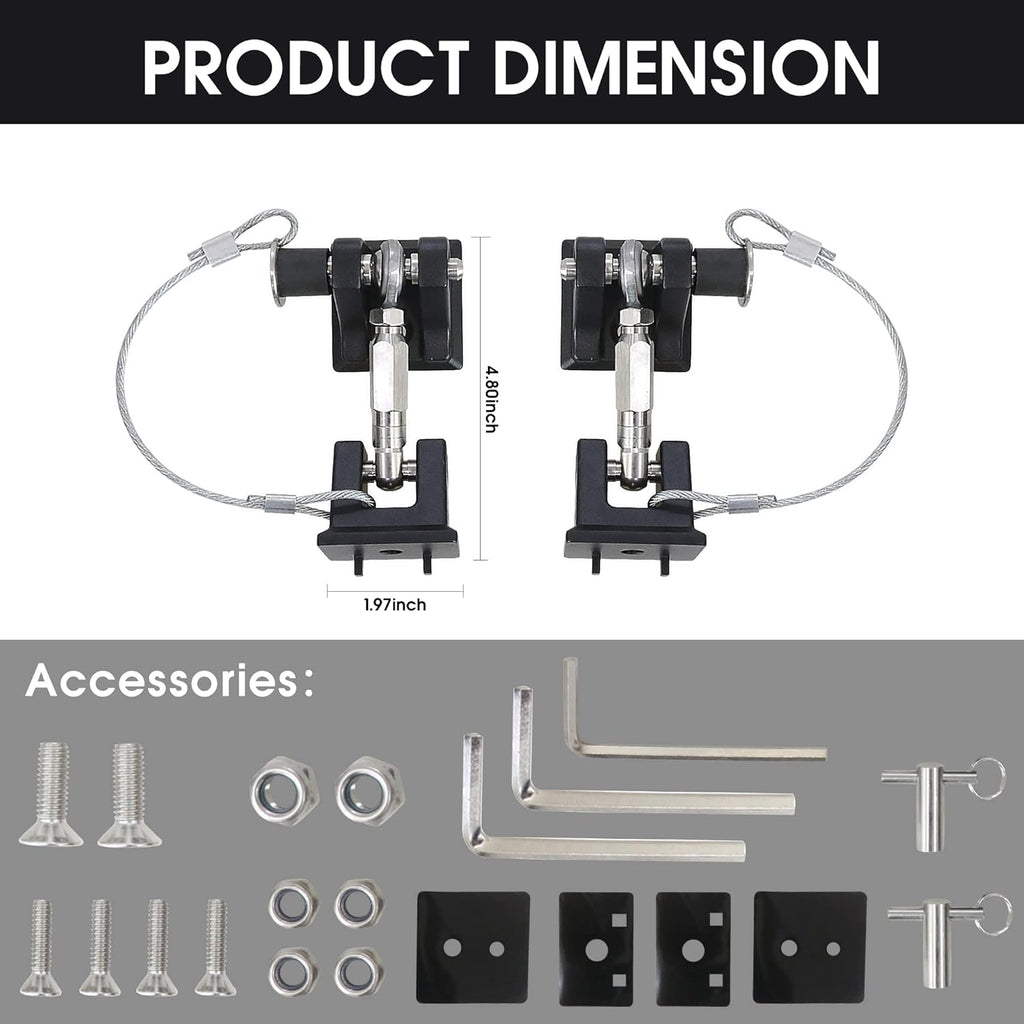 Aluminum Locking Hood Latch Kit for Jeep Wrangler JK, 1 Pair Pack of 2 R379507
