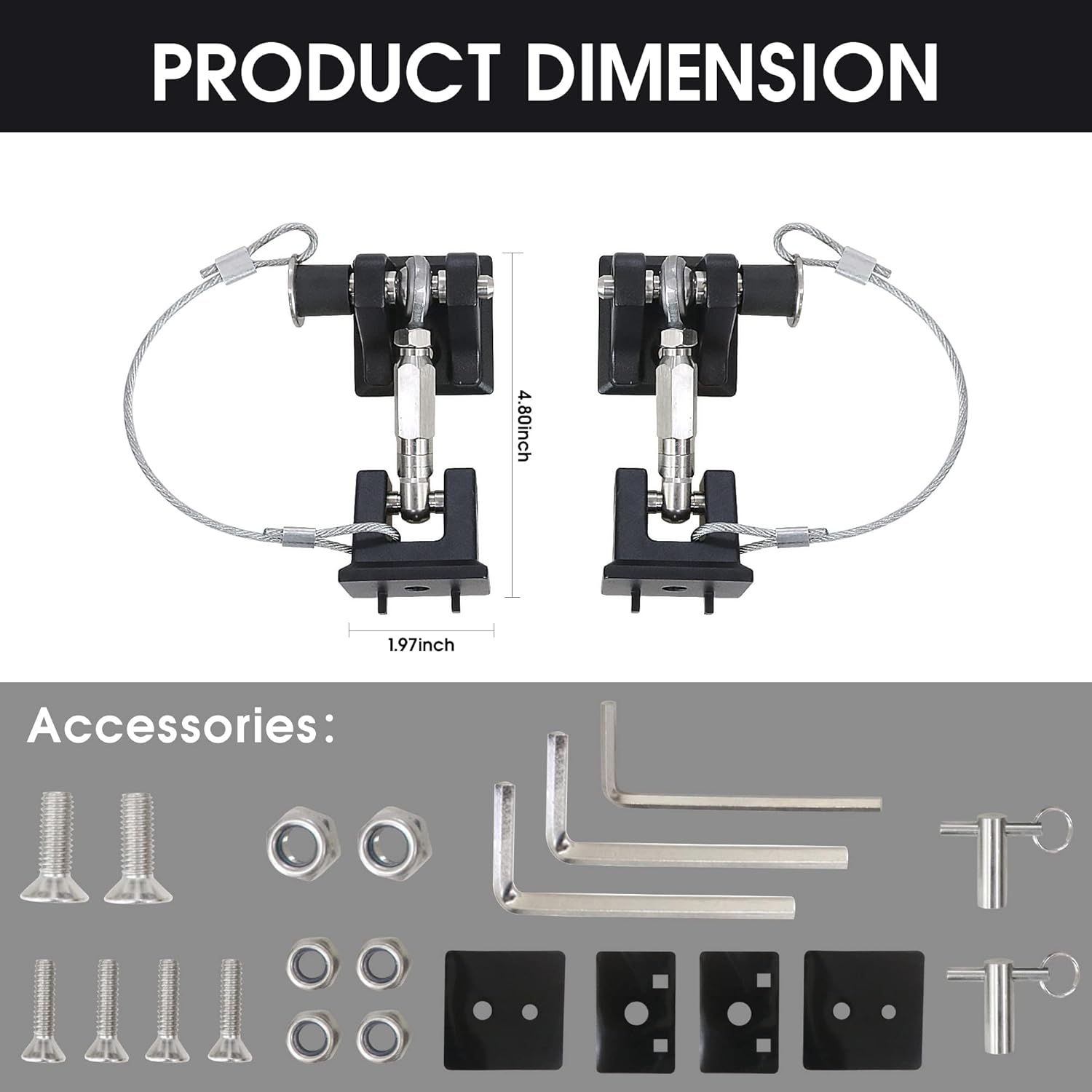 Aluminum Locking Hood Latch Kit for Jeep Wrangler JK, 1 Pair Pack of 2 R379507