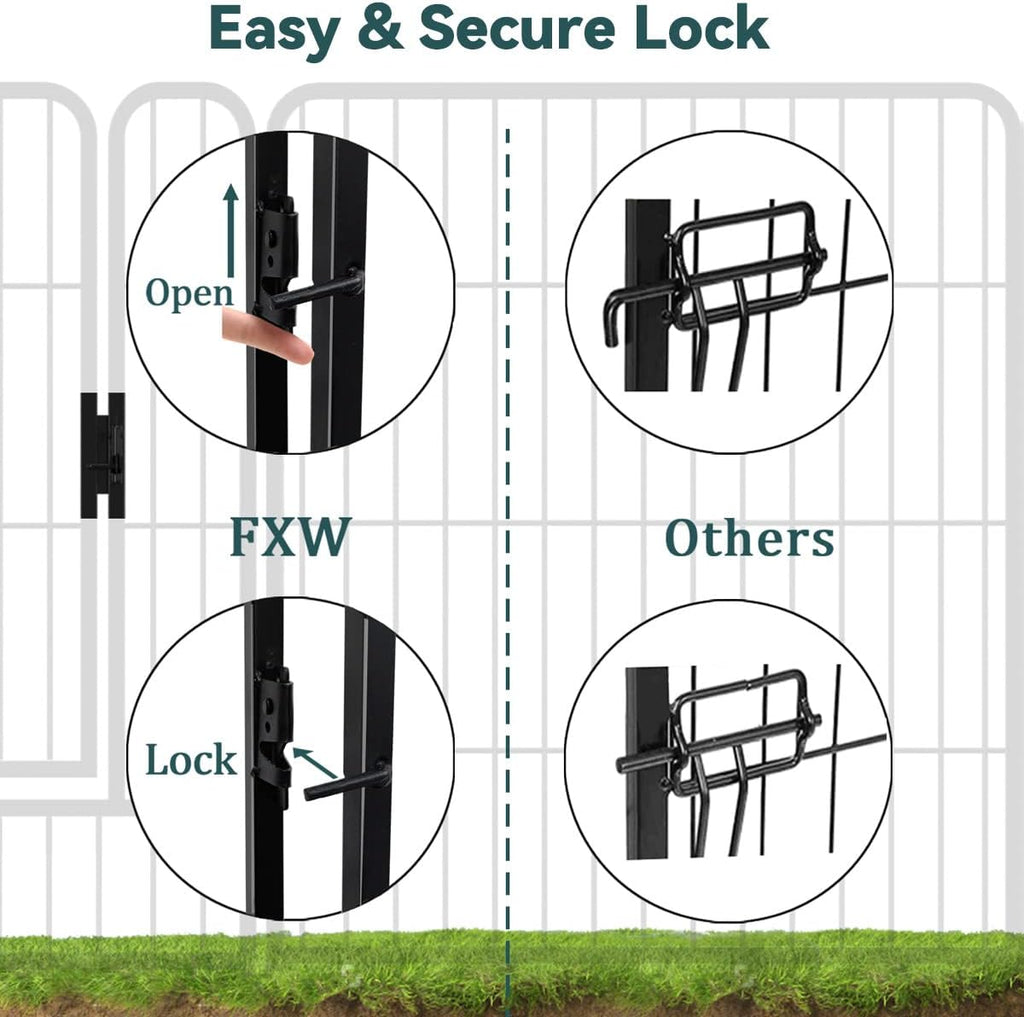 Dog Playpen 32-Inch Height Pet Fence Gate with Doors R838825