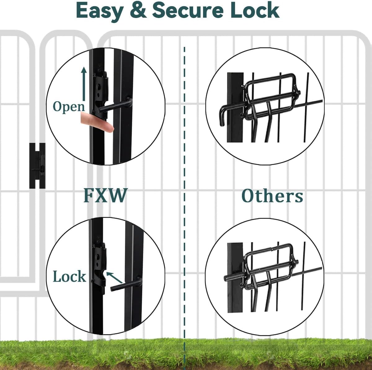 Dog Playpen 32-Inch Height Pet Fence Gate with Doors R838825