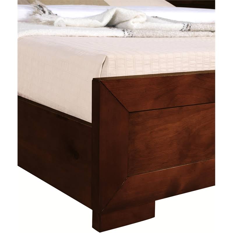 Walnut Wooden King Platform Bed P9681
