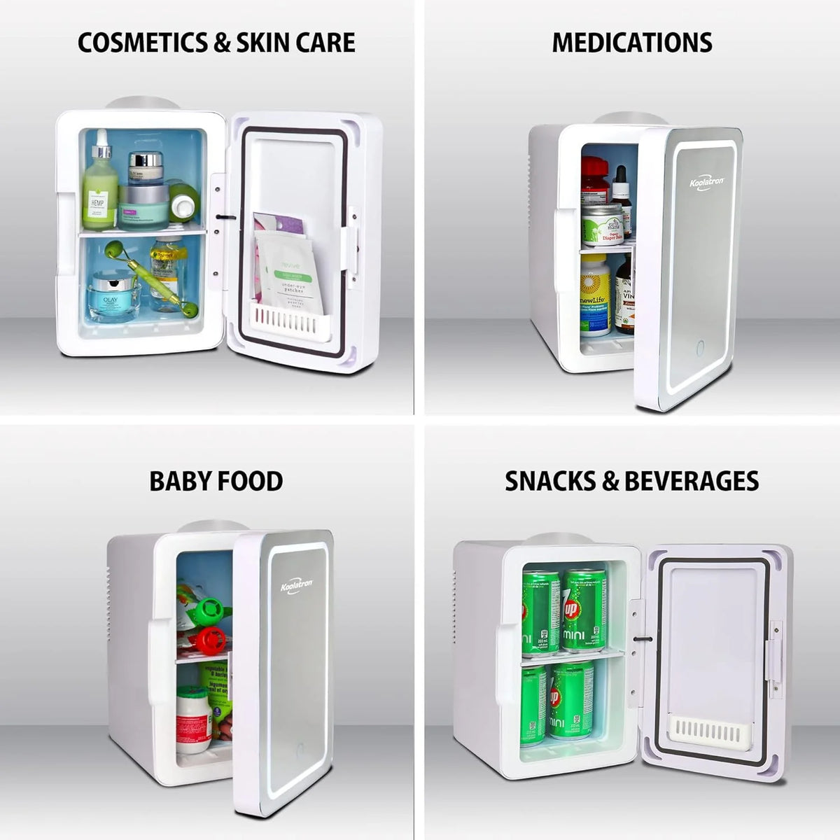 Mirrored LED Cooler/Mini Fridge, 6 Liters F9318