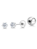 Platinum Stud Earrings 0.28 Ct Round White Topaz F7903