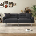 Black Linen Fabric Convertible Futon Sofa Bed with Metal Legs M859