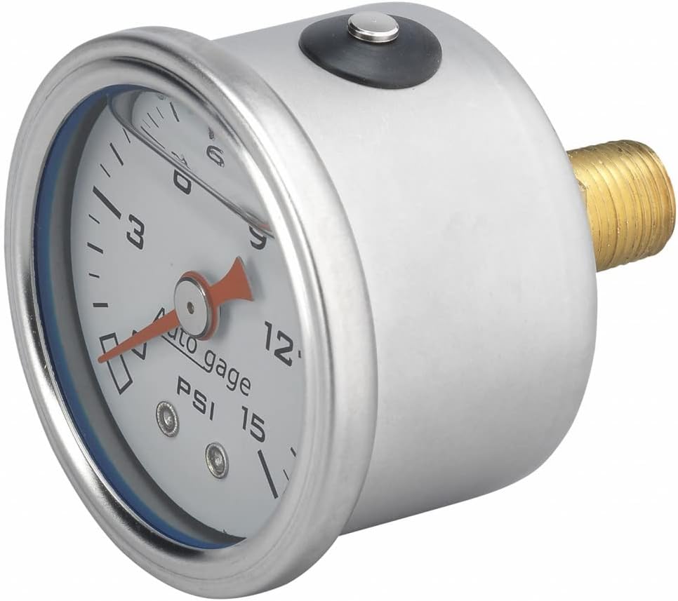2 Pc White 1.5in Liquid Filled Mechanical Fuel Pressure Gauge 0-15 PSI X932692