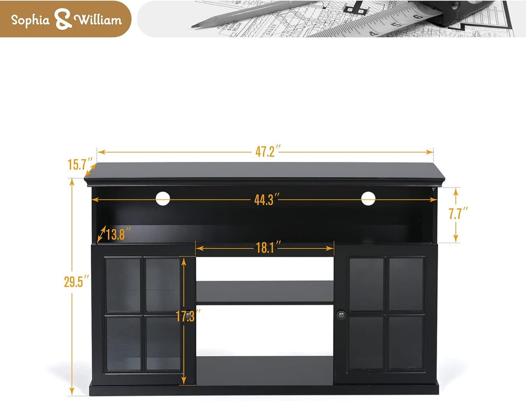 Black Fireplace TV Stand with Insert Fireplace and Adjustable Shelves F58129