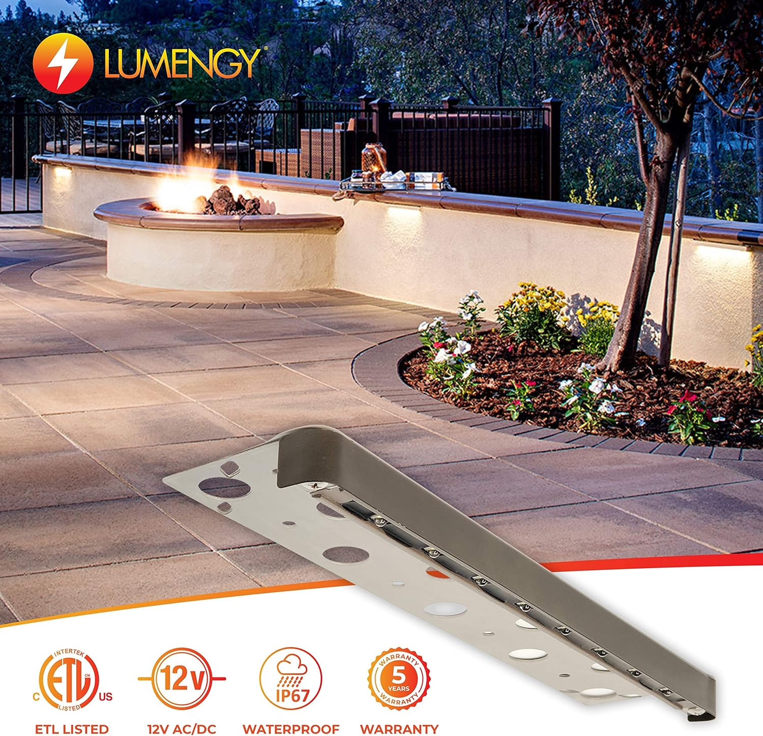 6-Pack 7 Inch 1.5W LED Hardscape Lights, IP-67 Waterproof, 12V, 2700K H601761