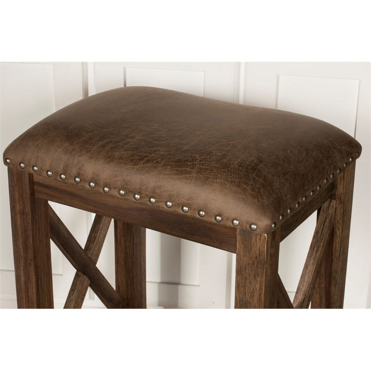 26" Wood/Faux Leather Counter Stool in Brown (Set of 2) K604522