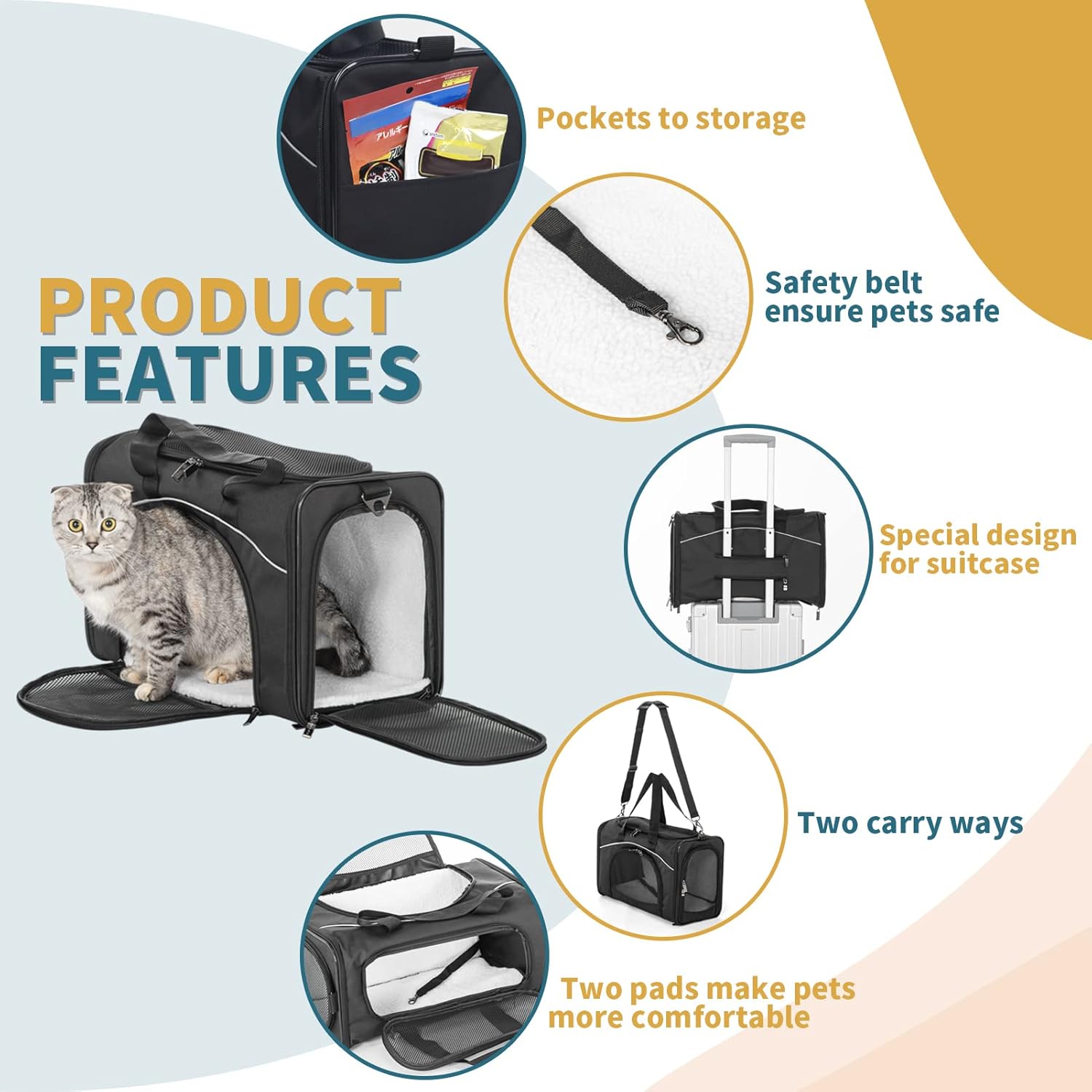 Foldable Pet Travel Carriers, Airline Approved, Washable Pack of 2 G688